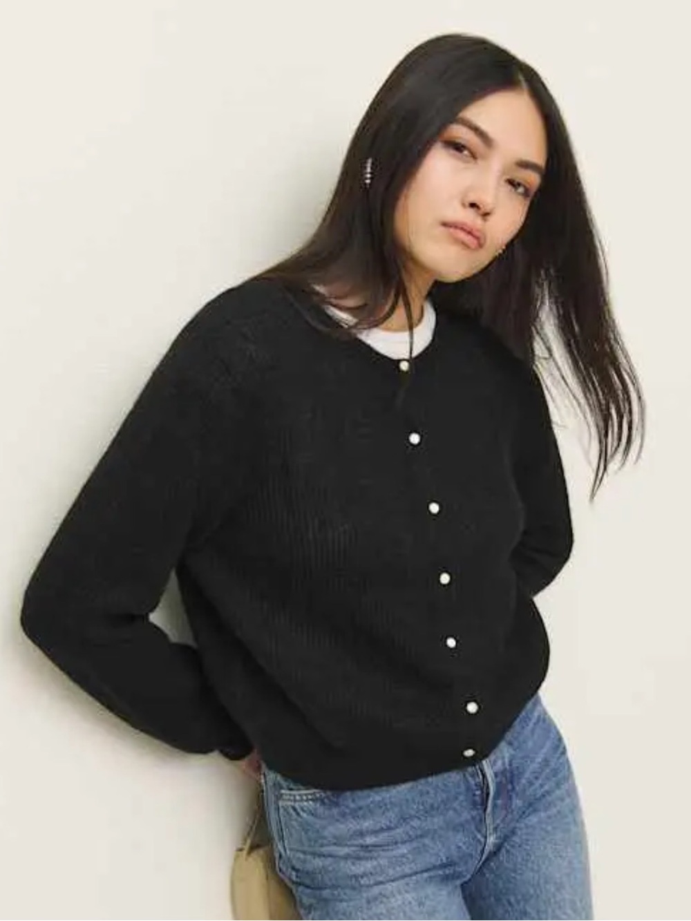 Reformation Cece Alpaca Ribbed Cardigan XS